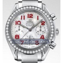 Speedmaster Automatic Chronograph with Diamonds (SS / White-Mother-of-Pearl / Bracelet)