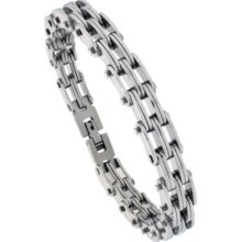 Stainless Steel 8.25 In. Men's Railroad Link Bracelet Bss407