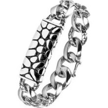 Stainless Steel Biker Link Bracelet With Textured Center Link- 8.5