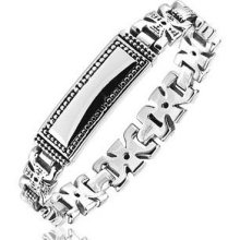 Stainless Steel Biker Link Bracelet With Engraveable Center Link- 8.5