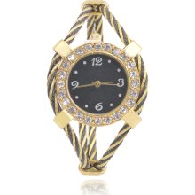 Stainless Steel Case Lady Quartz Bracelet Wrist Watch Drawstring B