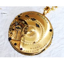 Steampunk Necklace - EXCEPTIONALLY RARE Waltham ROYAL Grade Gold Gilt Antique Pocket Watch Movement Men Steampunk Necklace - Wedding Gift
