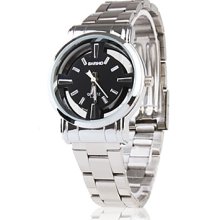 Steel Women's Stainless Wrish Watch with Hollow Out Designed Face - Black