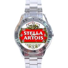 Stella Artois Beer Stainless Steel Analogue Menâ€™s Watch Fashion Hot