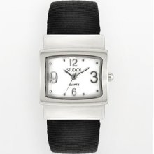 Studio Time Silver-Tone Mother-Of-Pearl Bangle Watch