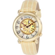 Stuhrling Men's & Women's Gold Tone Case Beige Calfskin Watch 108.1235s7