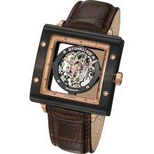 Stuhrling Original Men's 337 Epiphany Automatic Skeleton Rosetone Watch