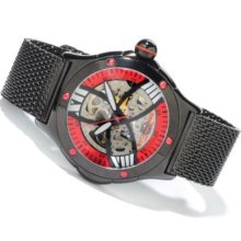 Stuhrling Original Men's Alpine Slalom Skeletonized Automatic Mesh Bracelet Watch RED