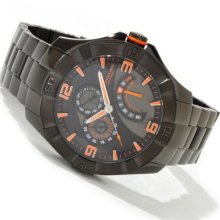 Stuhrling Original Men's Gen-X Quartz Retrograde Stainless Steel Bracelet Watch ORANGE