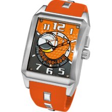 Stuhrling Original Men's Mad Man Complex Orange Rubber Strap Swiss