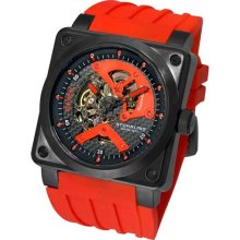 Stuhrling Raven Rebel Skeleton Rubber Mens Watch 179XL.3356H64