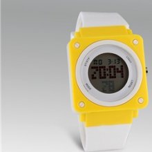 Stylish Digital Watch with Plastic Strap (White)