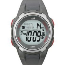 Stylish Timex Men's 1440 Digital Sports Watch Red Buttons Grey Case Stop Watch