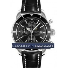 Superocean Heritage chronograph (SS / Black / Croc Leather )