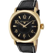 Swiss Legend Men's Executive Black Dial Gold Tone Black Leather