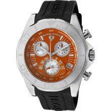 SWISS LEGEND Watches Men's Tungsten Chronograph Orange Dial Black Sili