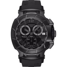 T-Race Men's Black Quartz Chronograph Sport Watch with Black Rubber Strap