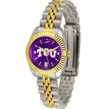 TCU Texas Christian Ladies Gold Dress Watch