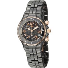 TechnoMarine Women's 'Ceramic' Black and Rose Goldtone Quartz Watch