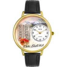 Ten Commandments Black Leather And Goldtone Watch #G0710014