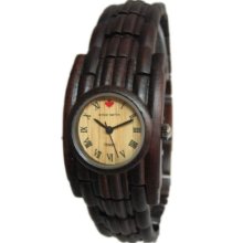 Tense Wood Mens Dark Bamboo Sandalwood Analog Wood Watch - Wood Bracelet - Wood Dial - B8009D