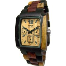 Tense Wood Mens Multifunction Sandal Wood Watch - Wood Bracelet - Wood Dial - J8302IDM