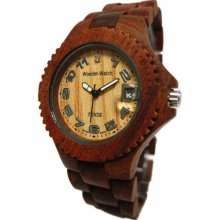 Tense Wood Mens Natural Sandalwood Wood Watch - Wood Bracelet - Wood Dial - G4100S