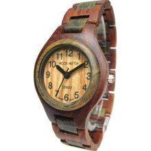 Tense Wood Mens Sandalwood Wood Watch - Two-tone Bracelet - Light Dial - G7509SG