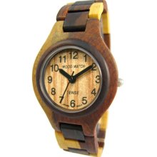 Tense Wood Mens Sandalwood Wood Watch - Two-tone Bracelet - Light Dial - G7509ID