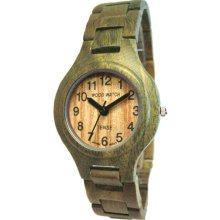 Tense Wood Mens Sandalwood Wood Watch - Green Bracelet - Light Dial - G7509G