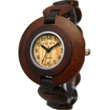 Tense Wood Womens Round Sandalwood Wood Watch - Dark Bracelet - Light Dial - L8205SD