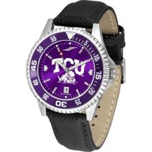 Texas Christian Horned Frogs TCU NCAA Mens Leather Anochrome Watc ...