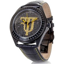 Timepieces By Randy Jackson Small Black Crystal Logo Strap Watch