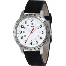 Timex Men's T2N638 Weekender Sport White Dial Black Nubuck Leather Strap Watch