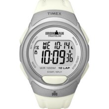 Timex Men's T5K609 Ironman Traditional 10-Lap White/Silvertone