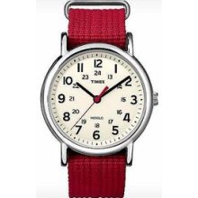 Timex T2N751KW Red Weekender Analog Watch