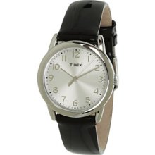 Timex Women's Black Leather Strap Watch, Sunray Dial, T2p119