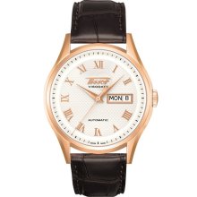 Tissot Visodate Men's Rose Gold Silver Automatic Heritage Watch T9104307603300