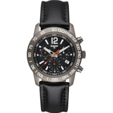 Titanium Case Classic Titan Black Dial Chronograph Leather Strap