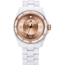 Tommy Hilfiger White Plastic Ladies Watch 1781200 - White - White Gold