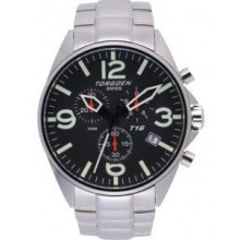 Torgoen T16 Watch - Steel Bracelet, Black Face (T16201)