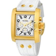 Tw Steel Goliath White Dial Chronograph White Leather Ladies Watch Tw107