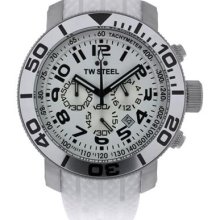 Tw Steel Men's 'grandeur Dive' White Dial Chronograph Strap Watch