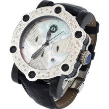 Unisex Cool Techno Mother Of Pearl Dial Silver Round Case Diamond Watch