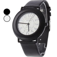 Unisex Large Number PU Analog Quartz Wrist Watch (Assorted Colors)