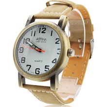 Unisex PU Analog Quartz Wrist Watch 0020B (Brown)