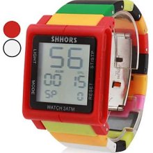 Unisex Touch Screen Plastic Automatic Digital Wrist Watch (Multi-Colored)