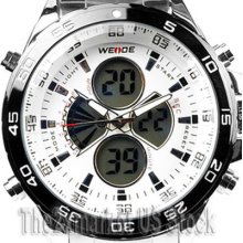 Us Stock Sport Mens Wristwatch Fashion Coated Glass Chronograph Stainless Steel