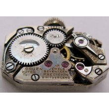 Used Gruen 107 Watch Movement 17 Jewels Adjusted