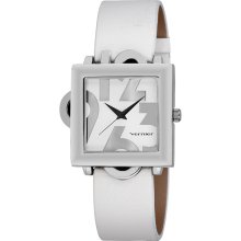 Vernier Women's Square Silver Tone Case Oversized Numerals Watch